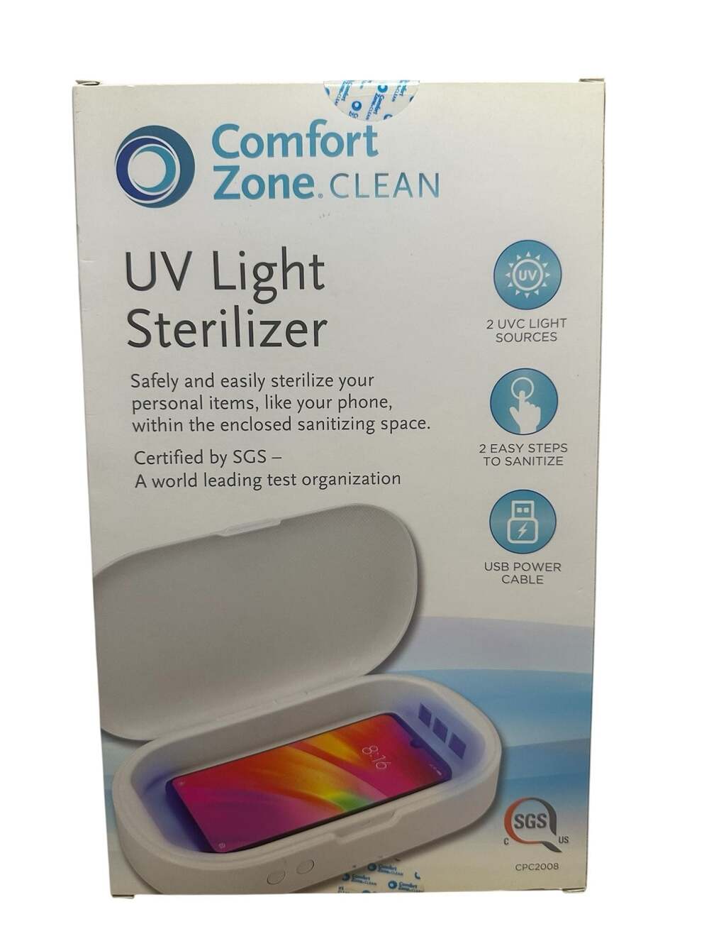 Comfort Zone CLEAN UV Light Sterilizer Box for Phones and Personal Items